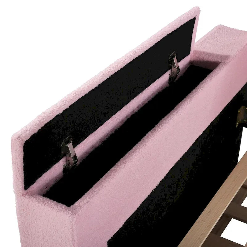 Twin Size Teddy Fleece Daybed with Storage Armrests and Trundle