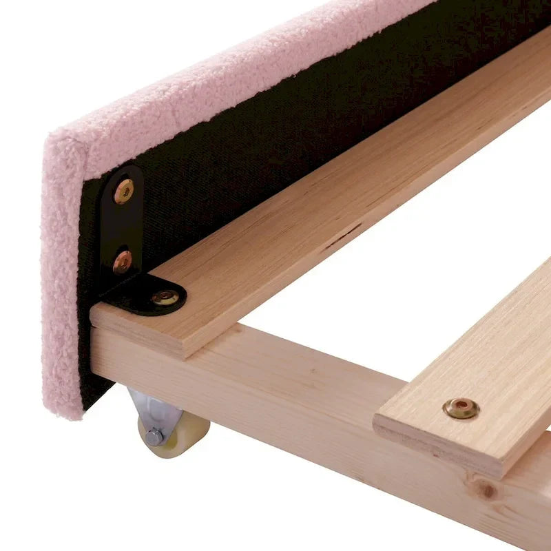 Twin Size Teddy Fleece Daybed with Storage Armrests and Trundle