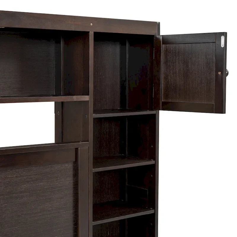 Queen Size Wooden Bed With All-in-One Cabinet