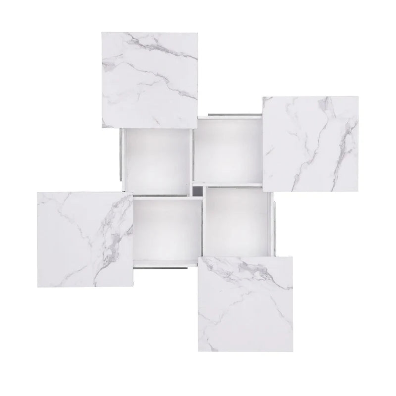 Marble Veneer Coffee Table Sliding Top with Storage