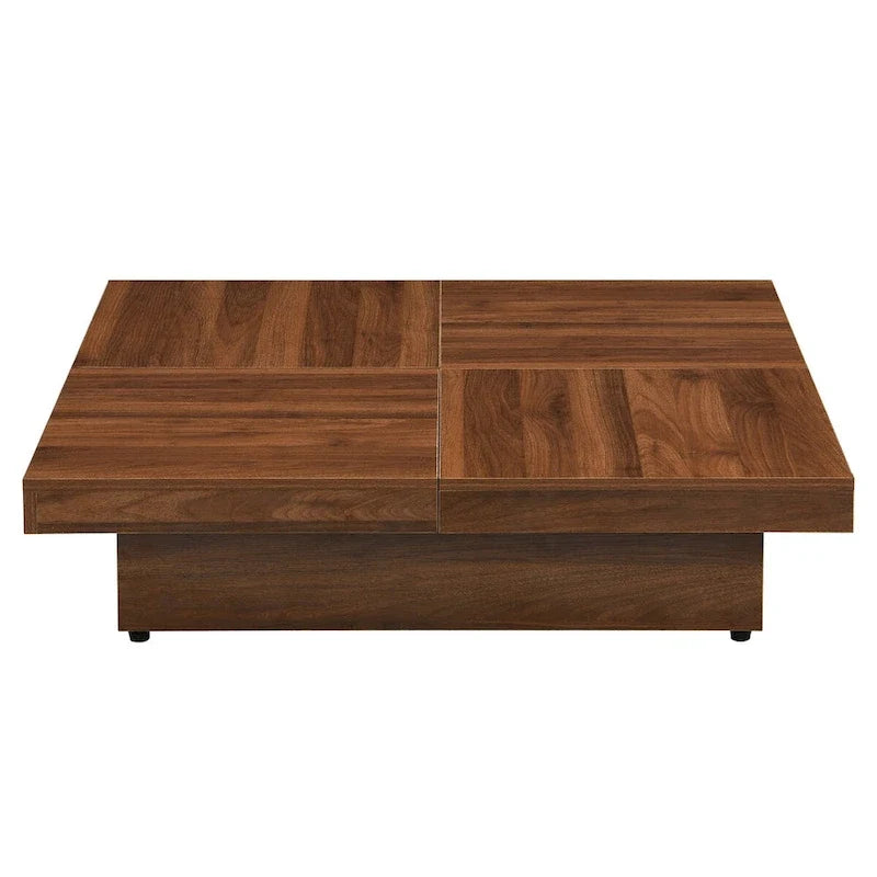 Marble Veneer Coffee Table Sliding Top with Storage
