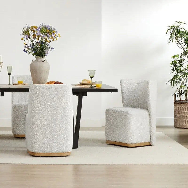 Modern Dining Chairs with Casters&Wood Base Set of 2