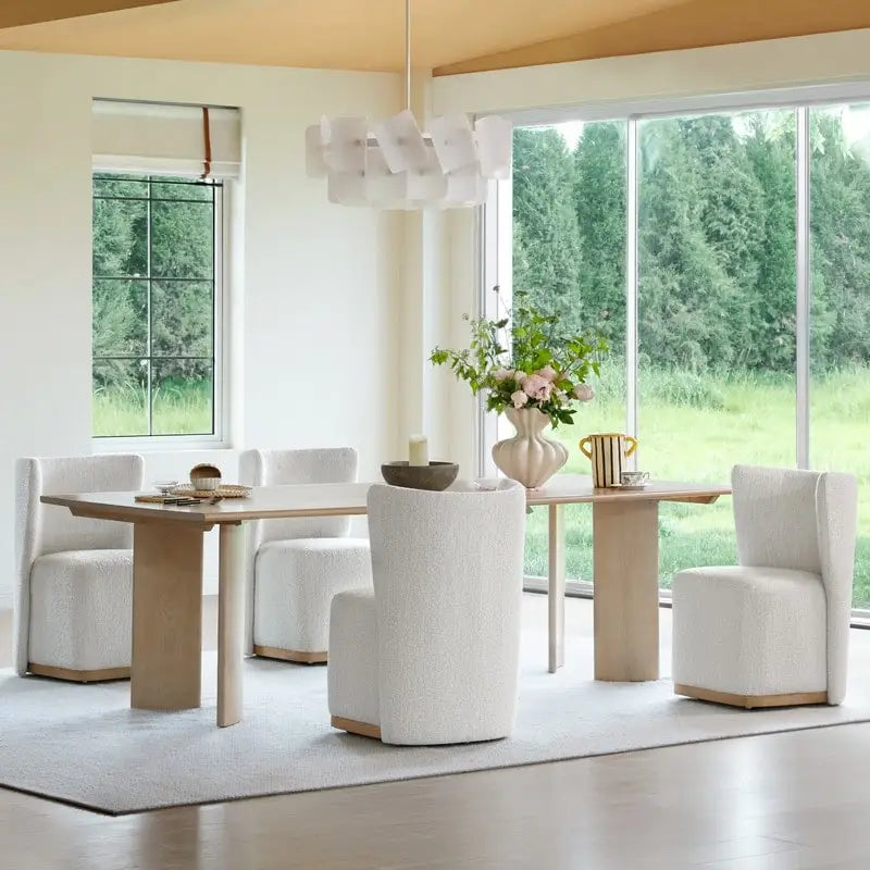 Modern Dining Chairs with Casters&Wood Base Set of 2
