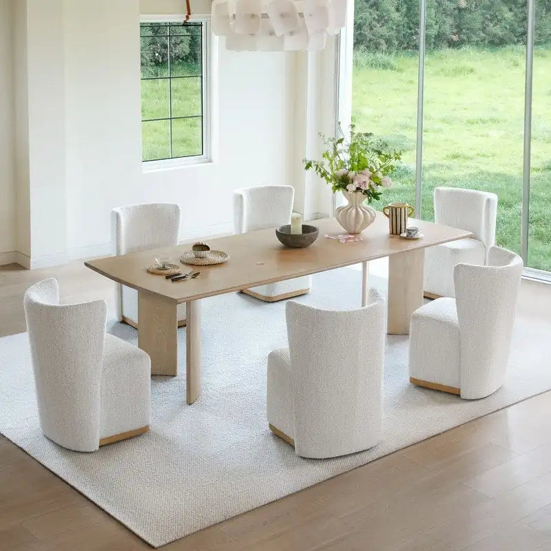 Modern Dining Chairs with Casters&Wood Base Set of 2